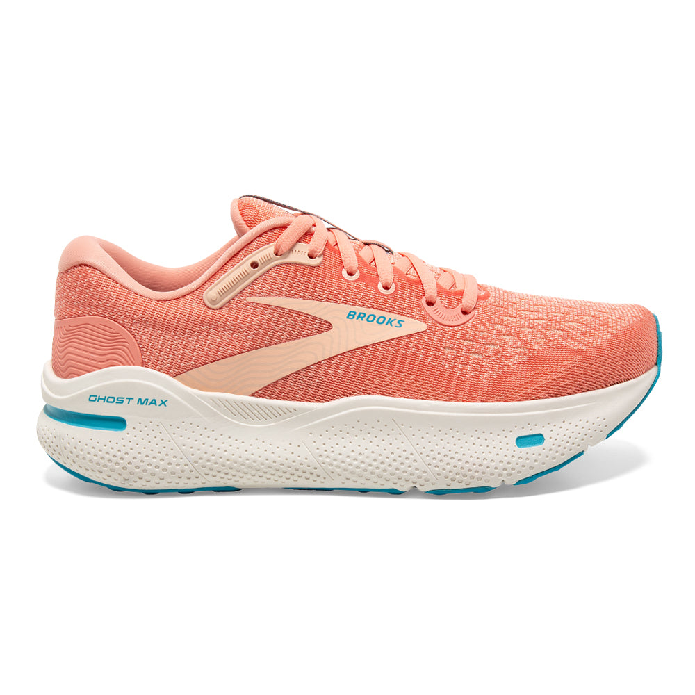 Women's Brooks Ghost Max, Papaya/Apricot/Blue, 7.5 B Medium