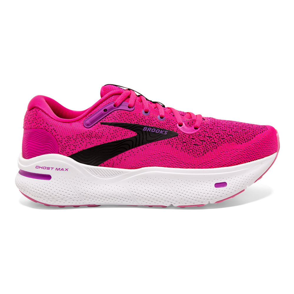 Women's Brooks Ghost Max, Pink Glo/Purple/Black, 9 B Medium