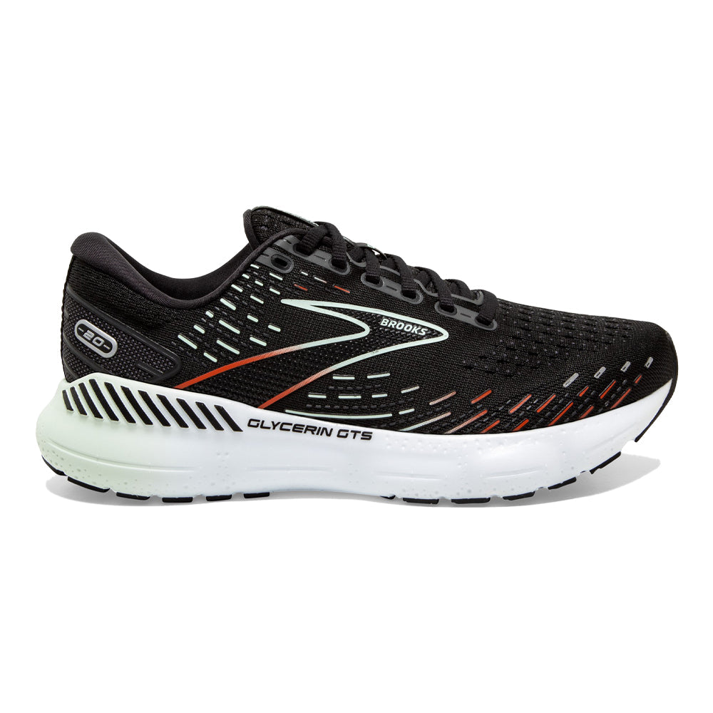 Women's Brooks Glycerin GTS 20, Black/Red/Opal, 10.5 B Medium