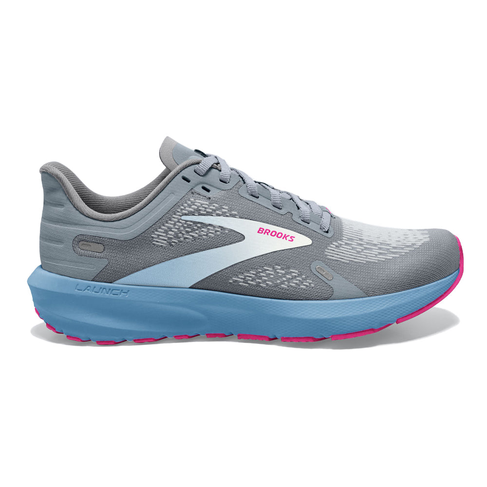 Women's Brooks Launch 9, Grey/Blue/Pink, 6 B Medium