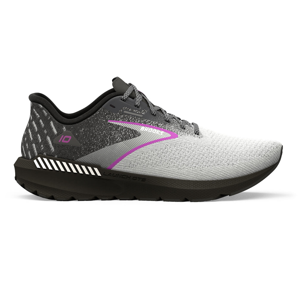 Women's Brooks Launch GTS 10, Black/White/Violet, 9 D Wide