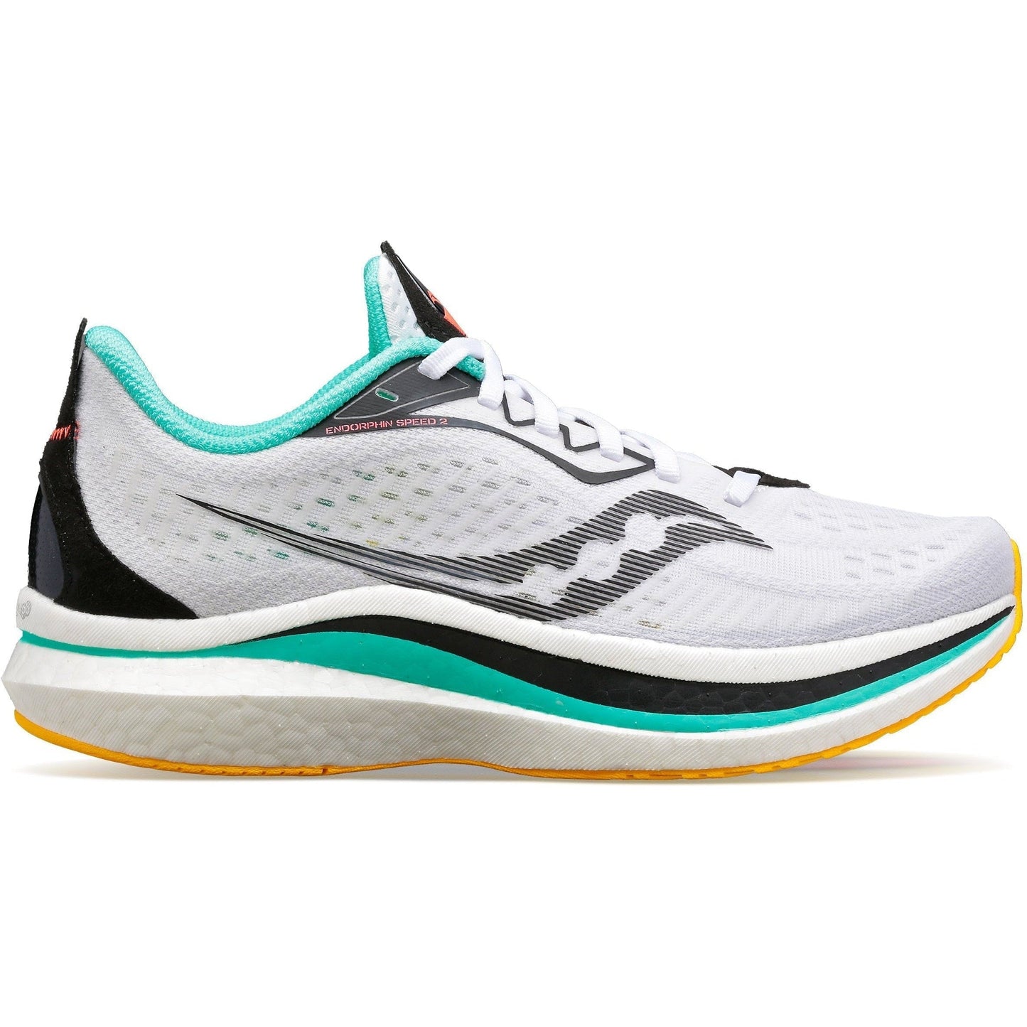 Women's Saucony Endorphin Speed 2, White/Black/Vizi, 9 B Medium