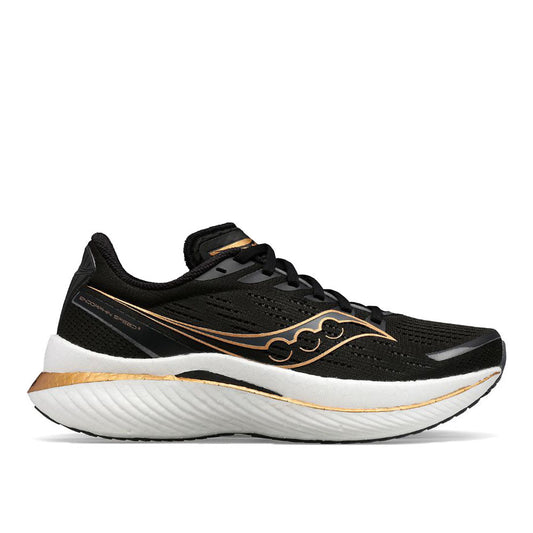 Women's Saucony Endorphin Speed 3, Black/Goldstruck, 7.5 B Medium