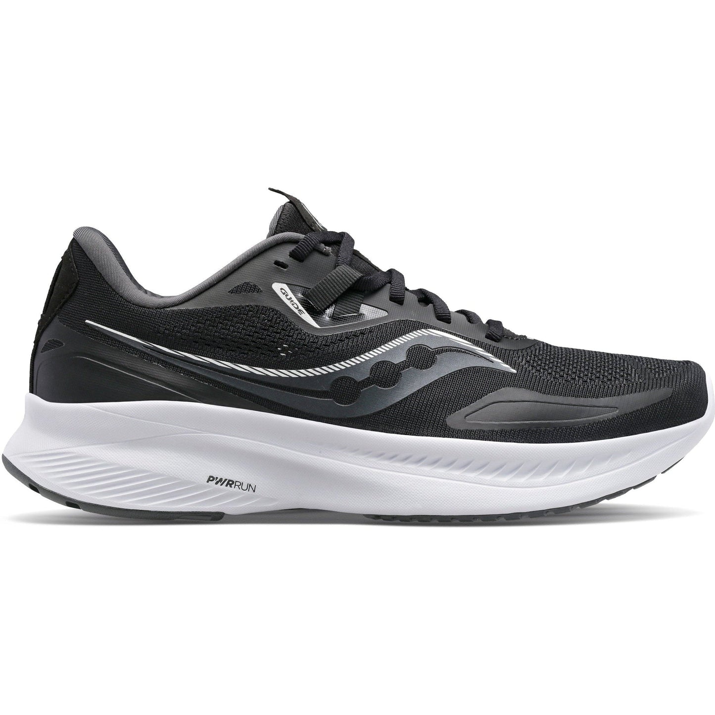 Women's Saucony Guide 15, Black/White, 7 D Wide