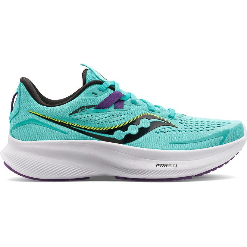 Women's Saucony Ride 15, Cool Mint/Acid, 8.5 D Wide