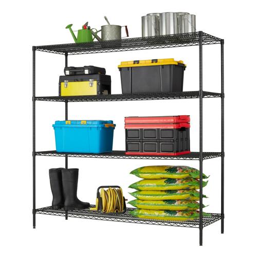 Hyper Tough 24 Dx72 Wx72 H 4 Shelf Commercial Wire Shelving Black Steel Each Shelf Capacity 1000 lbs