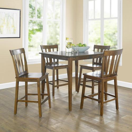 Mainstays 5 Piece Mission Counter Height Dining Set, Including Table and 4 Chairs, Cherry Color, Set of 5