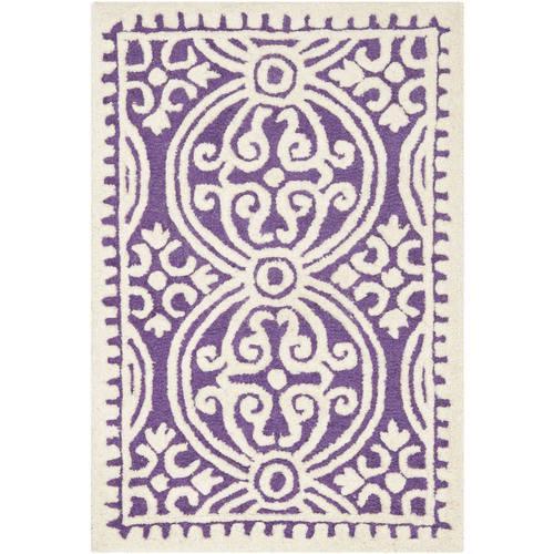 SAFAVIEH Cambridge Leslie Geometric Wool Area Rug, Purple/Ivory, 2'*3'