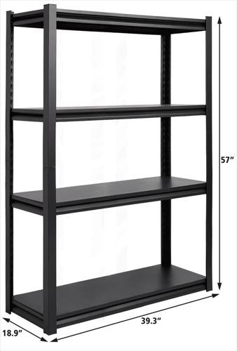Raybee 39.3 W Storage Shelves, Garage Shelving, 4 Tier Steel Shelf, Adjustable Boltless Shelving Rack, Sturdy Garage Rack Black Heavy Duty Garage Shelving Units and Storage Black