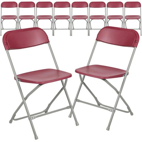 Flash Furniture Herculesa c Series Plastic Folding Chair - Red - 10 Pack 650LB Weight Capacity Comfortable Event Chair-Lightweight Folding Chair