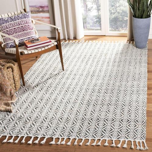 SAFAVIEH Natura Mesa Geometric Striped Area Rug, Beige, 5'*8'