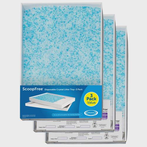 PetSafe ScoopFree Replacement Blue Crystal Litter Tray, 3-Pack Easy Cleanup with Disposable Tray Includes Leak Protection and Low Tracking Litter
