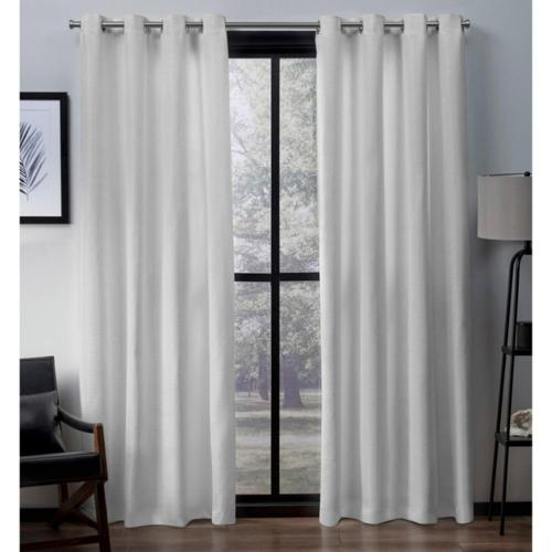 Exclusive Home Curtains Virenze Faux Silk Grommet Top Curtain Panel Pair, 54&#215;63, Winter White