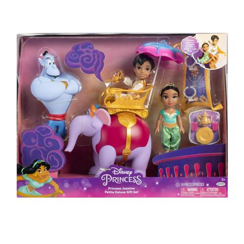 Disney Princess Jasmine Petite Deluxe Gift Set with Aladdin, Genie, Magic Carpet, and Abu for Ages 3 and up