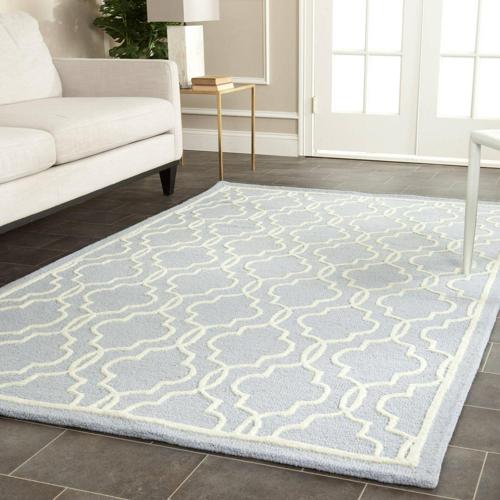 SAFAVIEH Cambridge Kyle Geometric Wool Area Rug, Light Blue/Ivory, 11'*15'