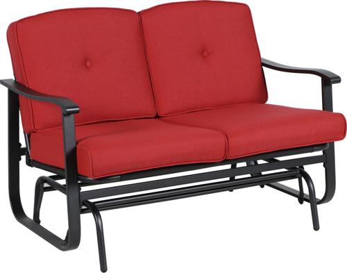 Mainstays Belden Park Cushion Steel Outdoor Glider Bench - Red/Black