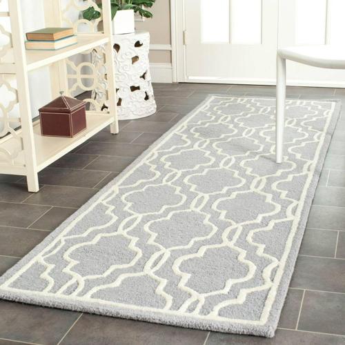 Safavieh Cambridge Kyle Geometric Wool Runner Rug, Silver/Ivory, 2'6*16'