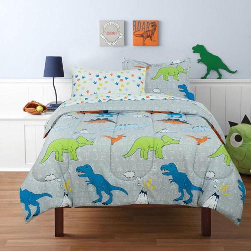 Twin 5-Piece Comforter Set, Kids Mix Dinosaur Bed-in-a-Bag