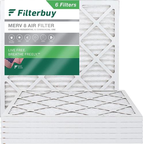 Filterbuy 12x12x1 MERV 8 Pleated HVAC AC Furnace Air Filters (6-Pack)