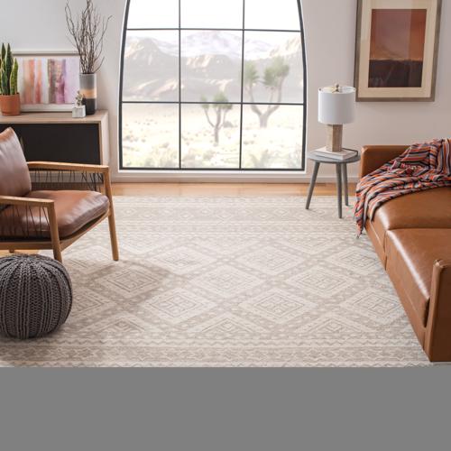 SAFAVIEH Micro-Loop Regis Geometric Aztec Wool Area Rug, Beige/Ivory, 5'*8'