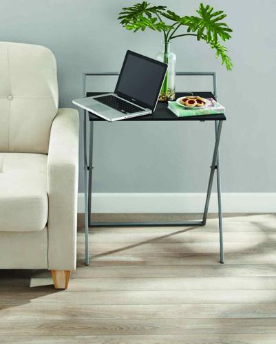 Mainstays Metal and Wood Folding Table, Silver, 30.9 H x 25 W x 17.5 D