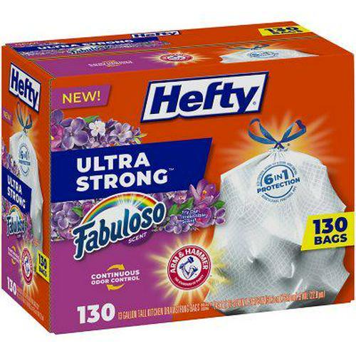 Hefty Ultra Strong 13-Gallon Kitchen Drawstring Trash Bags, Fabuloso Scent (130 ct.)