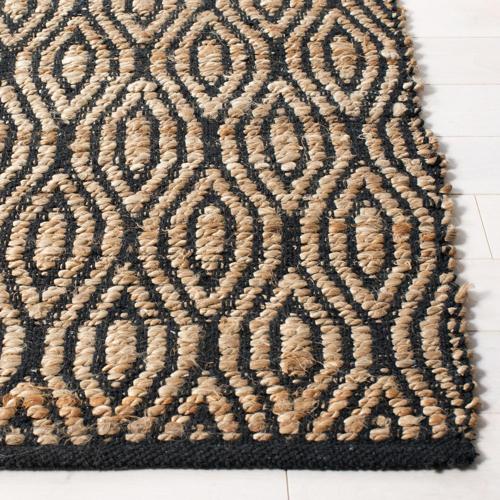 SAFAVIEH Cape Cod Kingsley Braided Geometric Area Rug, Black/Natural, 2'*3'