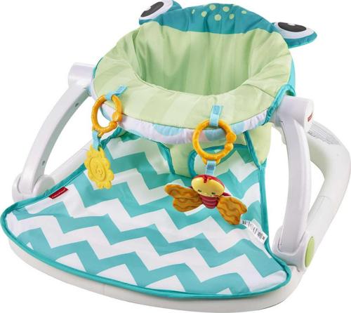 Fisher-Price Sit-Me-Up Floor Seat with 2 Linkable Toys, Citrus Frog