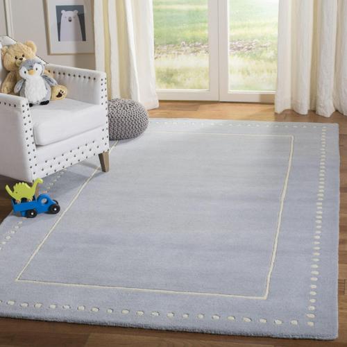 SAFAVIEH Bella Danita Bordered Wool Area Rug, Light Blue/Ivory, 4'*6'
