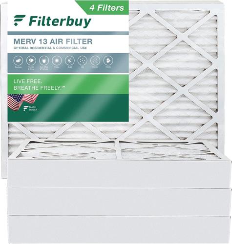 Filterbuy 20x25x4 MERV 13 Pleated HVAC AC Furnace Air Filters (4-Pack)