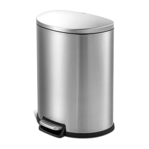 Qualiazero 13.2 Gallon Trash Can, Step On Kitchen Trash Can, Stainless Steel