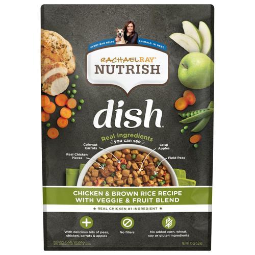 Rachael Ray Nutrish Dish Natural Premium Dry Dog Food, Chicken and Brown Rice Recipe With Veggies and Fruit, 11.5 Lbs (Packaging May Vary)