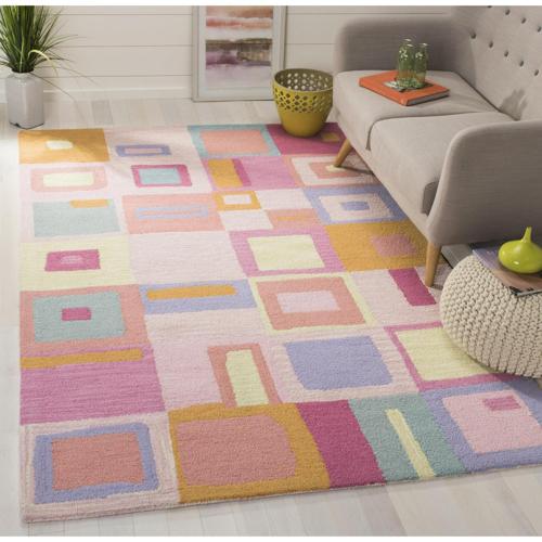 SAFAVIEH Kids Jennica Geometric Boxes Area Rug, Pink/Multi, 5'*8'