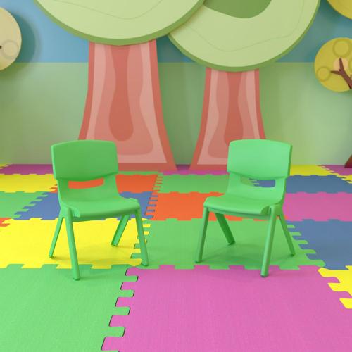 Flash Furniture Kids Plastic Stacking School Chair (2 Pack), Green
