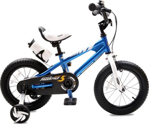 Royalbaby Freestyle 14 In Blue Kids Bike Boys and Girls Bike Two hands brakes