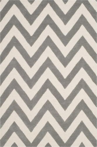 SAFAVIEH Kids Basic Chevron Wool Area Rug, Grey/Ivory, 3'*5'