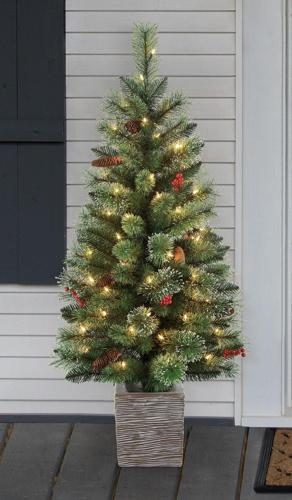 Holiday Time Ice Bead Christmas Pot Tree Clear Lights, 4ft