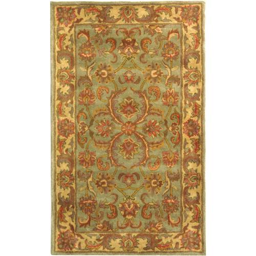 SAFAVIEH Heritage Cheshunt Traditional Wool Area Rug, Green/Gold, 2'*3'