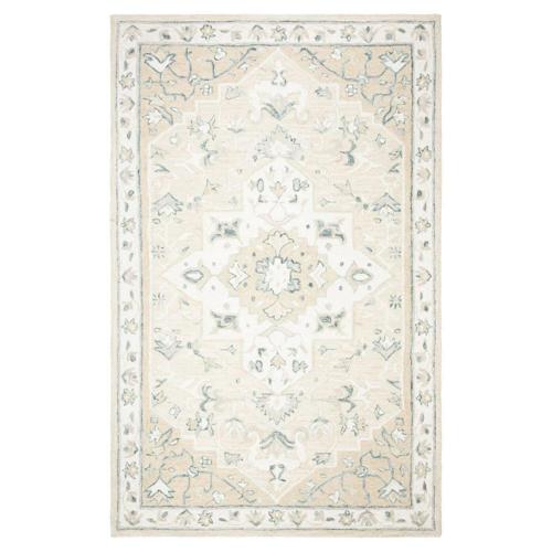 SAFAVIEH Micro-Loop Emilija Floral Bordered Wool Area Rug, Beige/Ivory, 2'6*4'