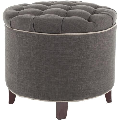 Safavieh Amelia Tufted Storage Ottoman-Finish:Charcoal Brown