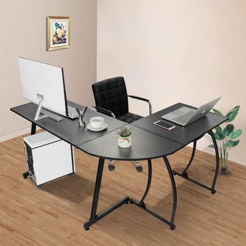 HomGarden 58a L-Shaped Computer Desk MDF Reversible Corner Desk Gaming Writing Workstation, Black