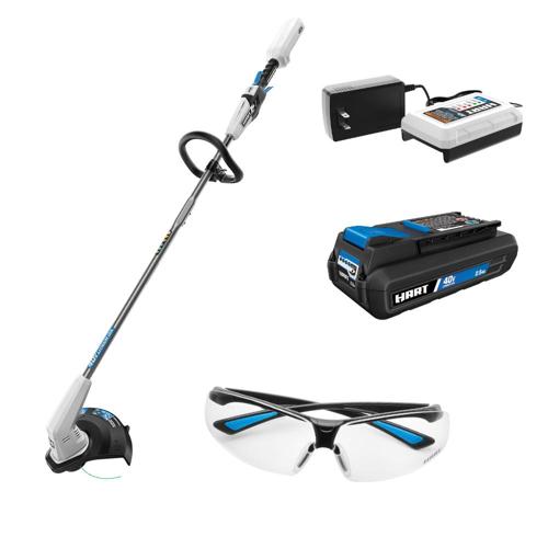 HART 40-Volt 12 String Trimmer with Safety Glasses