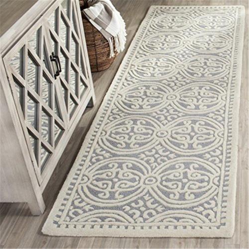 Safavieh CAM123D Cambridge Collection Handmade Moroccan Geometric Premium Wool Runner Rug-Color:Silver/Ivory,Shape:Accent,Size:2'*3'