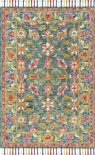 SAFAVIEH Aspen Mario Colorful Floral Wool Area Rug, Turquoise/Purple, 3'*5'