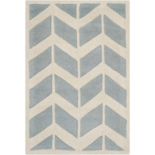 SAFAVIEH Chatham Easton Zigzag Stripes Wool Area Rug, Blue/Ivory, 2'*3'