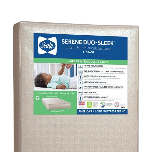 Sealy Serene Duo-Sleek 2-Stage 6 Inch Foam Crib and Toddler Mattress, 52&#215;28