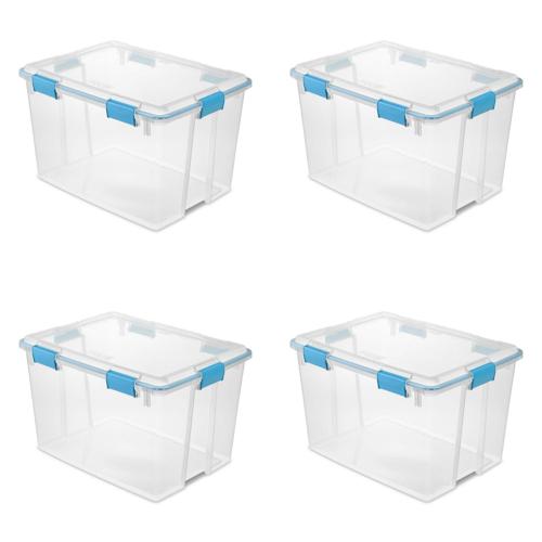 Sterilite 80 Qt. Gasket Box Plastic, Blue Aquarium, Set of 4