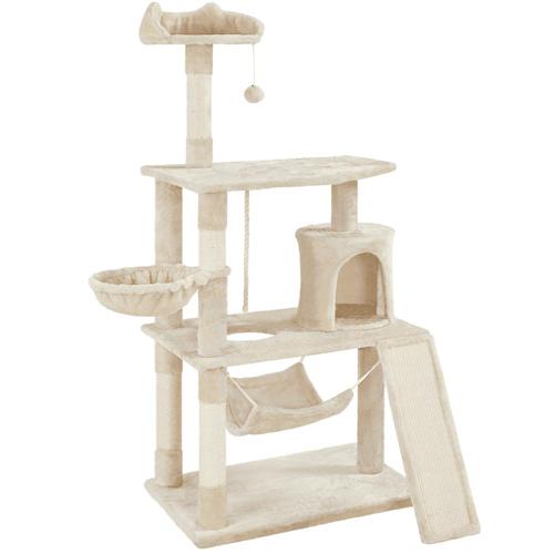 SmileMart Cat Tree with Condo and Scratching Post Tower, Beige, 61