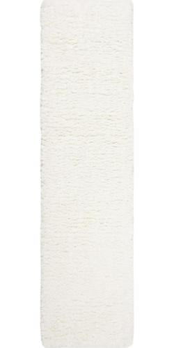 SAFAVIEH Madrid Miah Solid Plush Polyester Shag Runner Rug, Ivory, 2'*8'