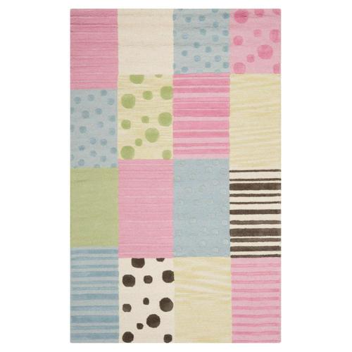 SAFAVIEH Kids Roxanne Geometric Shapes Area Rug, Blue/Pink, 5'*8'